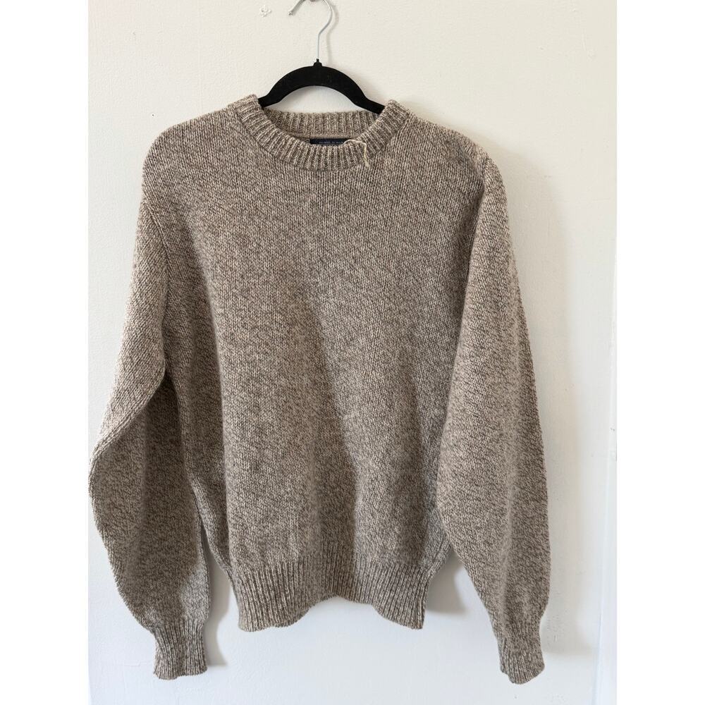 NWT Vintage Lands' End Sweater Wool Chunky Knit Pullover Gray Size Large